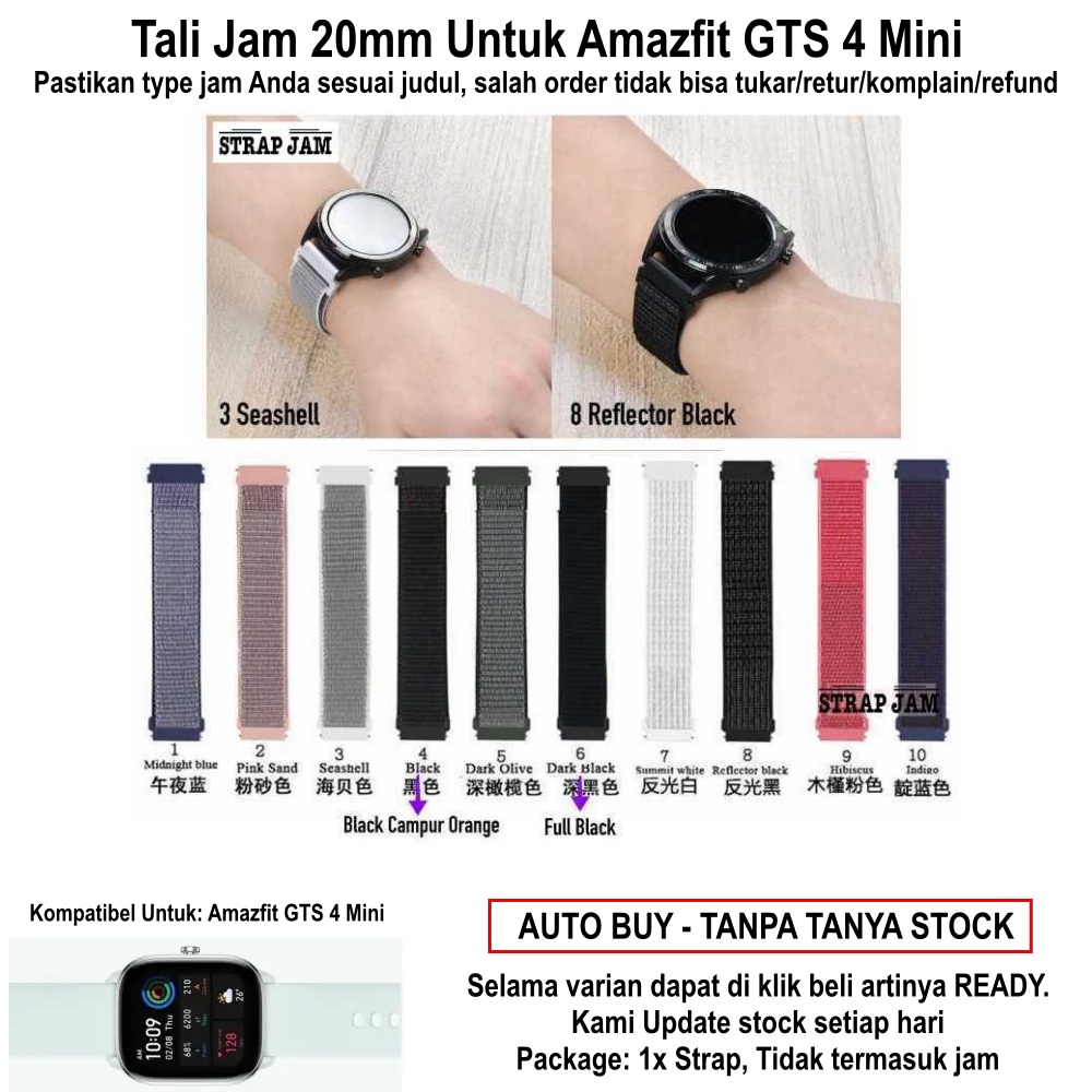 Tali Jam Amazfit GTS 4 Mini - Strap 20mm Sport Loop Velcro Krekan Nyaman