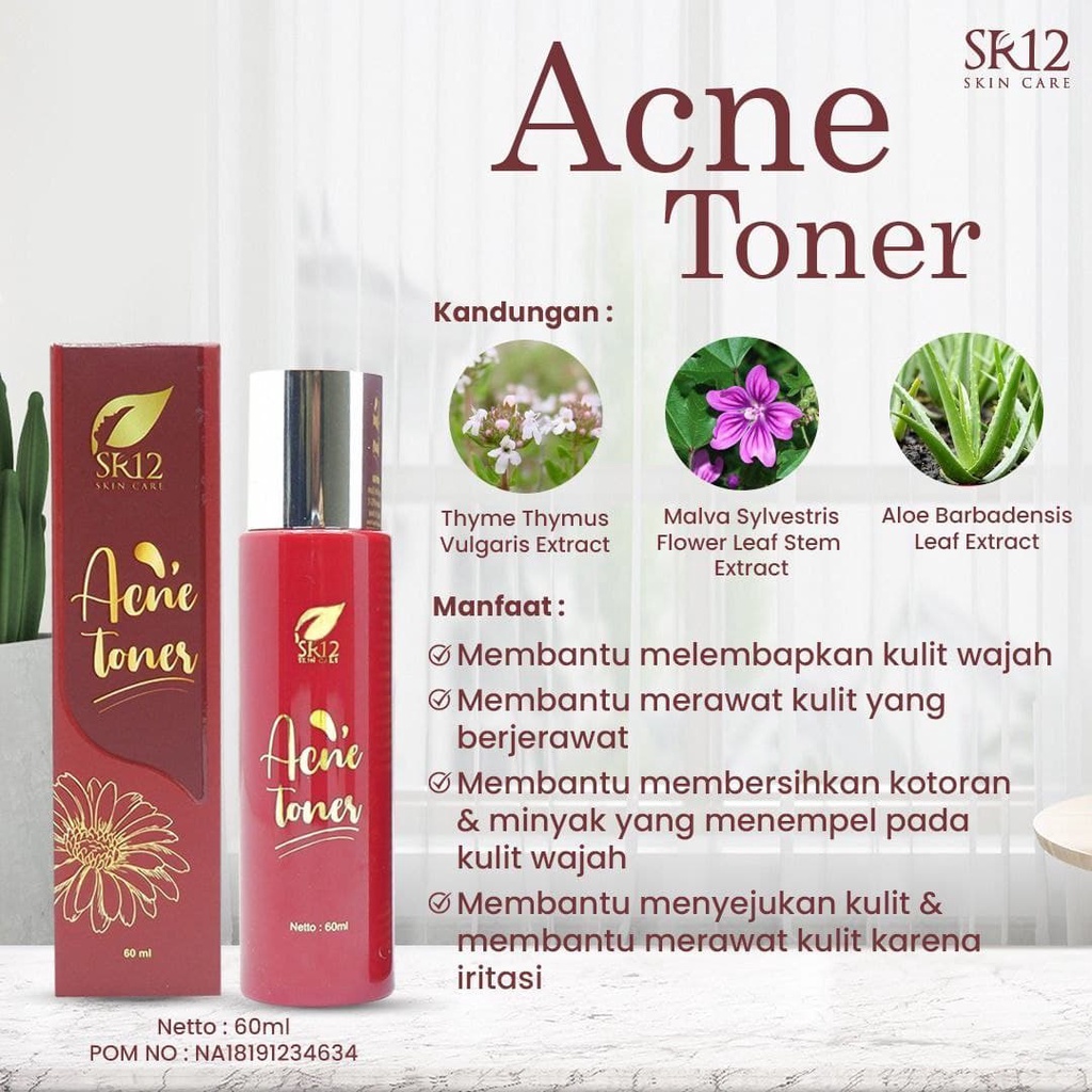 ACNE TONER SR12 60 ml Memudarkan Bekas Jerawat BPOM Obat Jerawat