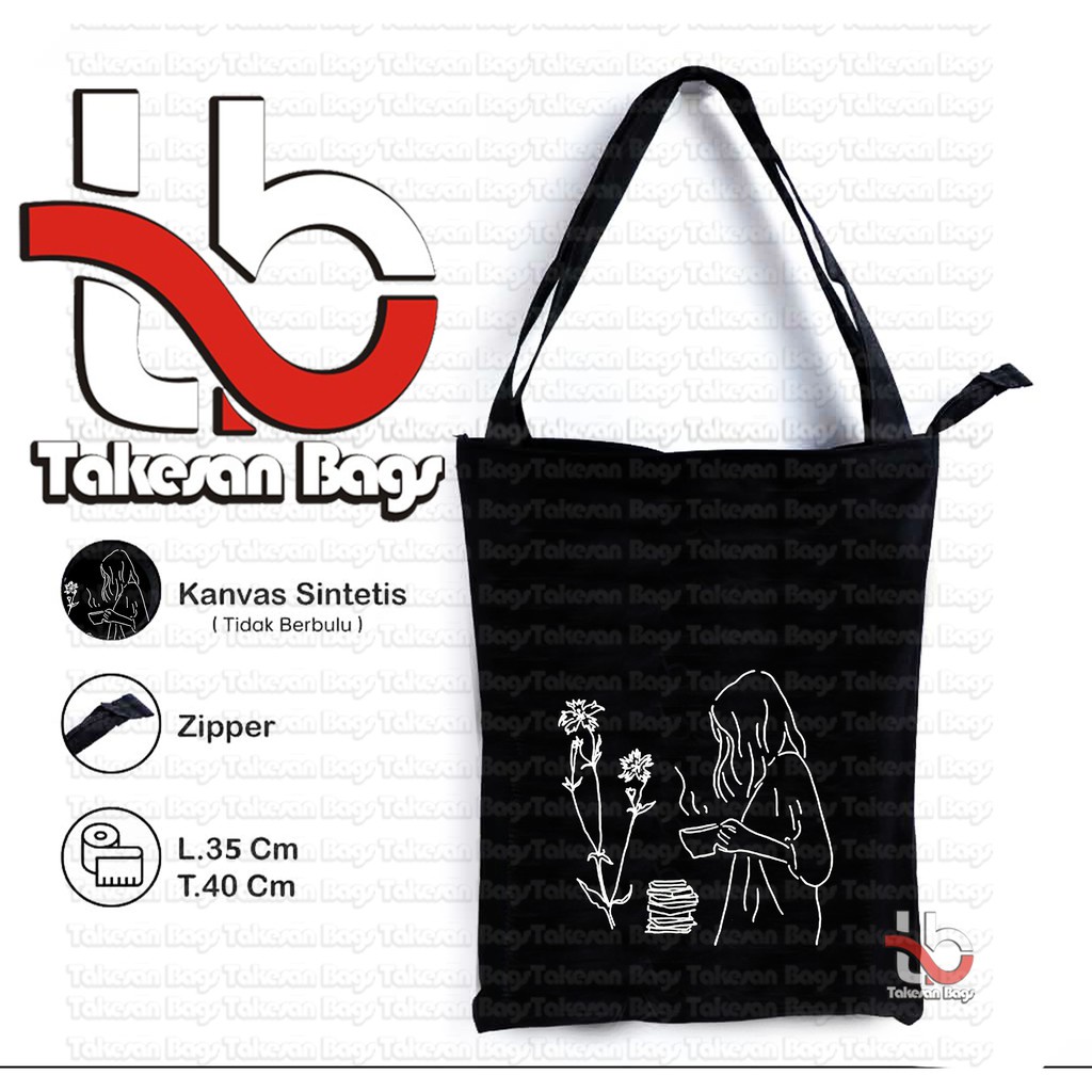 Takesanbags Bandung - Tas Tote Bag Wanita Penutup Resleting Ukuran 39X33 Motif Etnic