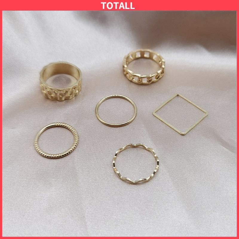 COD 4pcs / Set Cincin Jari Telunjuk Bentuk Geometris Gaya Retro Untuk Wanita-Totall