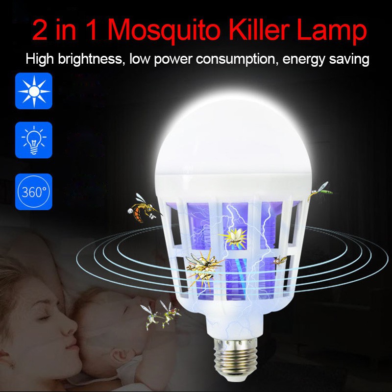 Gratis Bubble Bisa COD [Lampu Pembasmi Nyamuk] Mosquito Killer Lamp Pest Repeller 2 in1 E27 LED Bulb