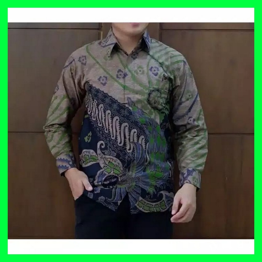 Atasan Premium Lakeswara Kemeja Batik Solo Lengan Panjang Lapis Furing Indradewa Peksi Seling KRISNA