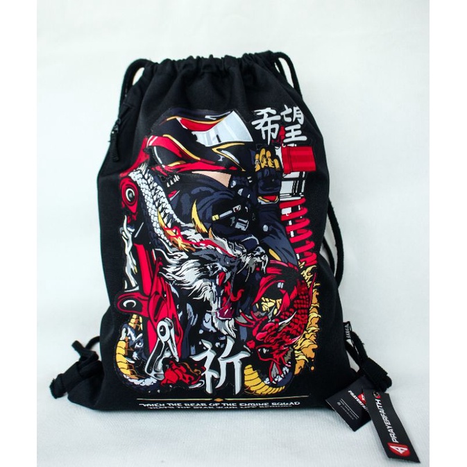 ROFAD STORE - Tas Serut Pria Wanita Waterproof - Tas Serut Terlaris - Tas serut Pria String bag Polos Hitam - Tas selempang Olahraga bahan kanvas