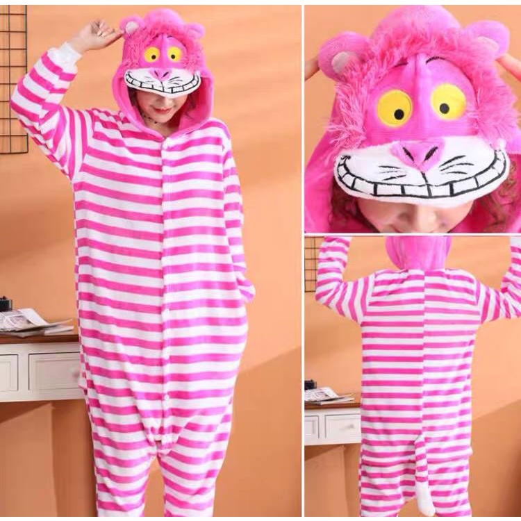 BAJU ONESIE KOSTUM KUCING CHESHIRE CAT PIYAMA COSPLAY BAJU TIDUR IMPOR