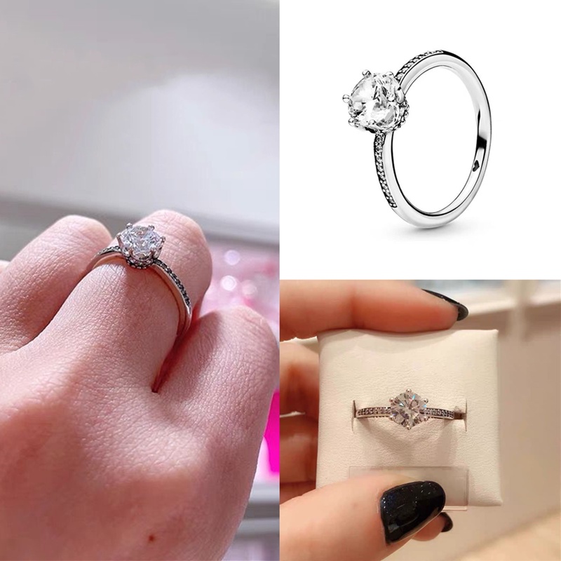 Cincin Sterling Silver 925 Model Mahkota Dengan Cubic Zirconia Untuk Wanita