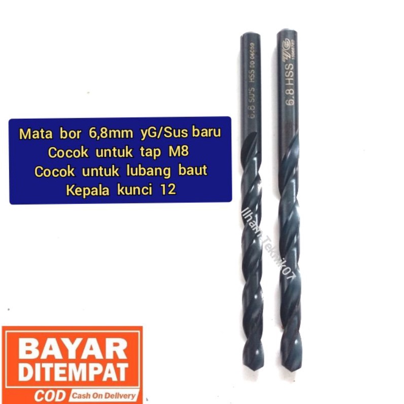 mata bor 6,8mm mata bor baut kepala kunci 12 mata bor untuk tap m8