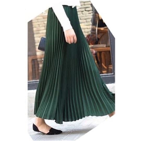 Chamele Rok Panjang Model Plisket Bahan Tebal Tidak Terawang High Quality