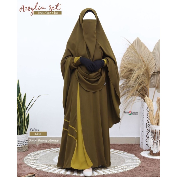 PREMIUM GAMIS ARSYLIA SET SYARI ORIGINAL BY UMMU MARYAM COLLECTION - MAUVE, S