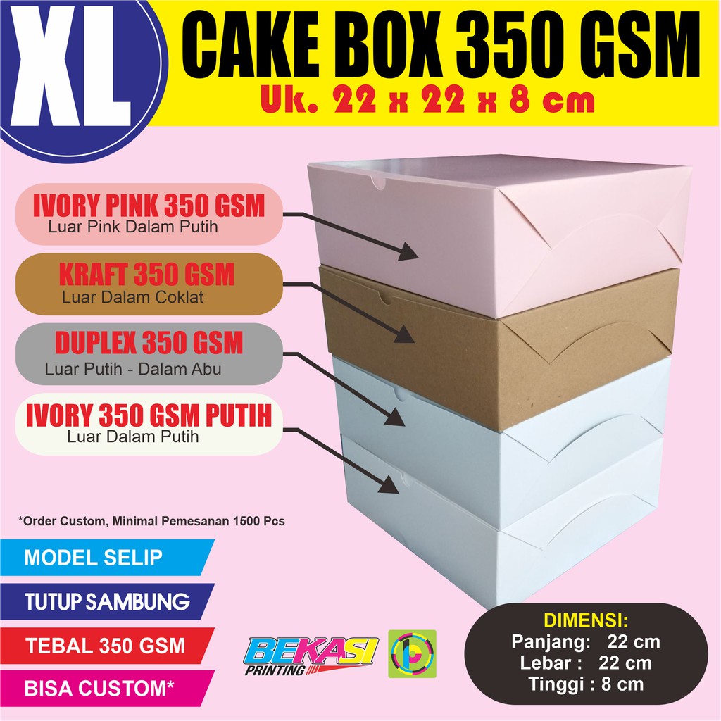 

CB350 - Cake Box / Kotak Kado / Dus Kue / Boks Catering / Katering 22x22x8 cm TEBAL 350 400 500 GSM