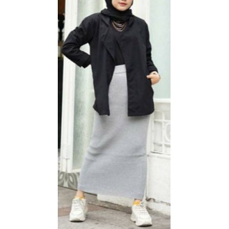 ROK SPAN RAJUT - ROK PREMIUM RAJUT - SPAN ROK - ROK WANITA RAJUT-Rok Abu Silver