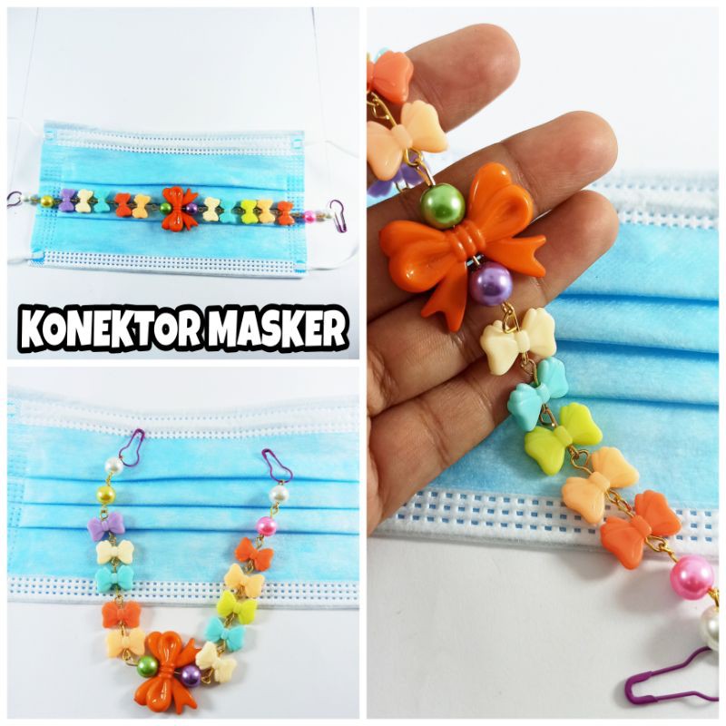 Strap Konektor Penghubung Masker Pita Cantik- Strap Konektor Masker Mutiara Fashion Aksesoris