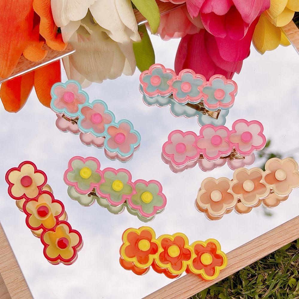 NEEDWAY Bunga Jepit Rambut Kawaii Manis Duckbill Klip Wanita Belakang Kepala Poni Klip Hiasan Kepala Hadiah Gadis Kid Hair Clip