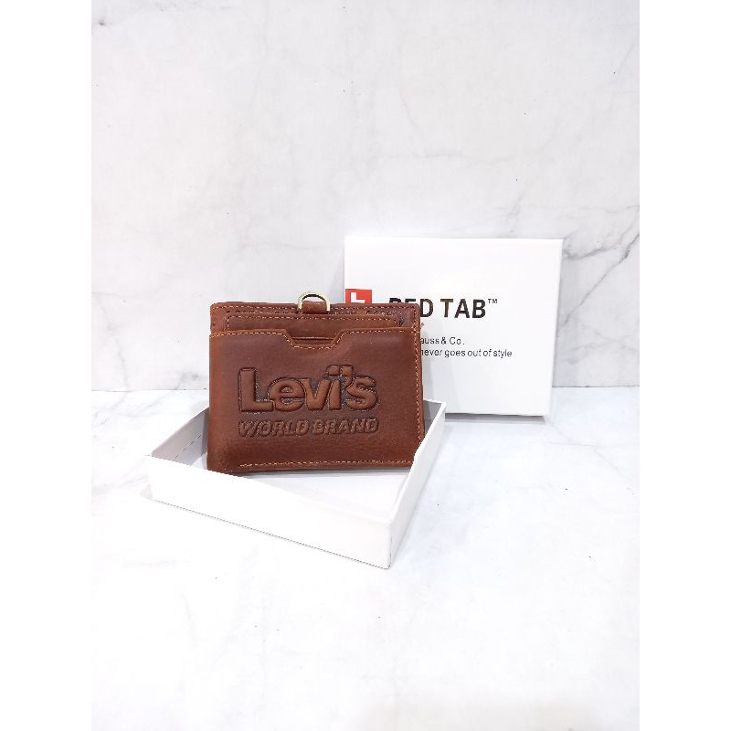 Dompet pria kulit asli Levi's 8008 bonus card holder