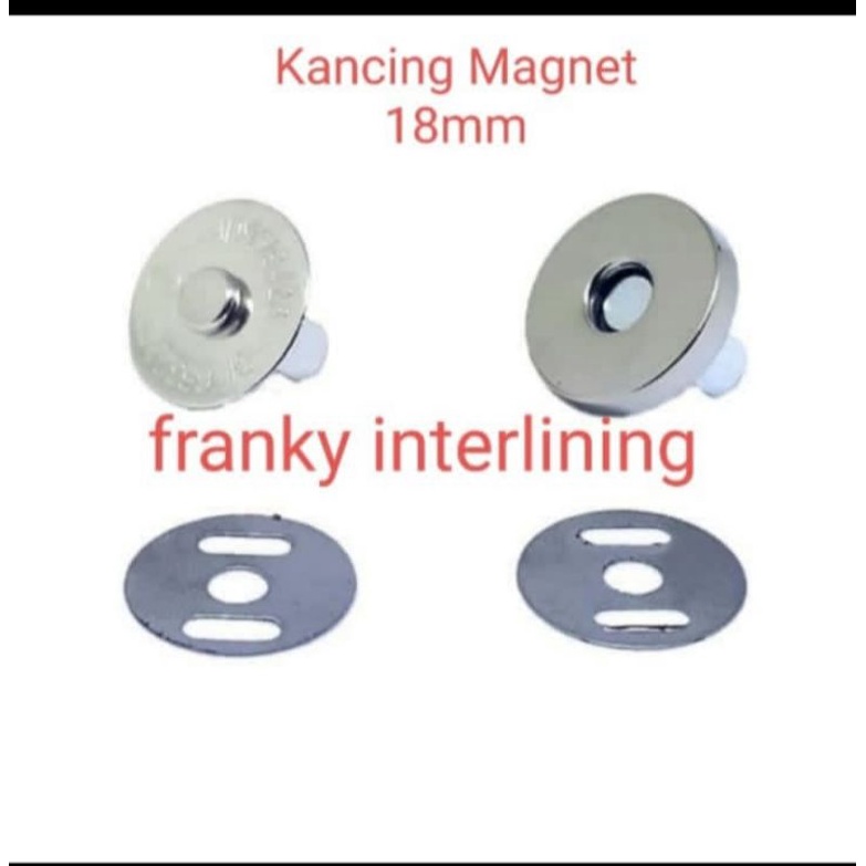 KANCING MAGNET STAINLESS STELL POLOS ISI 12 BUAH