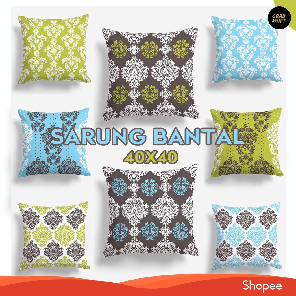 SARUNG COVER Bantal Sofa Print Motif Oliver Green dan Javier Blue Abstrak 40x40 cm