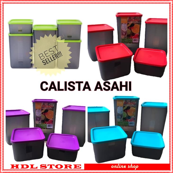 G92 TAPERWARE TOPLES  CALISTA ASAHI SET ISI 5 TEMPAT PENYIMPANAN MAKANAN