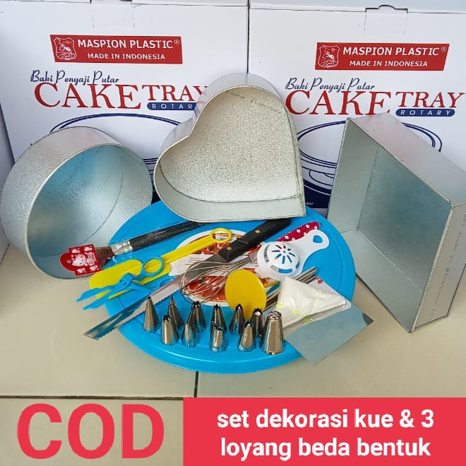 SET DEKOR KOMPLIT / SET DEKOR KUE / DEKORASI KUE ULANG TAHUN / SET DEKOR DAN 3 LOYANG 3 BENTUK