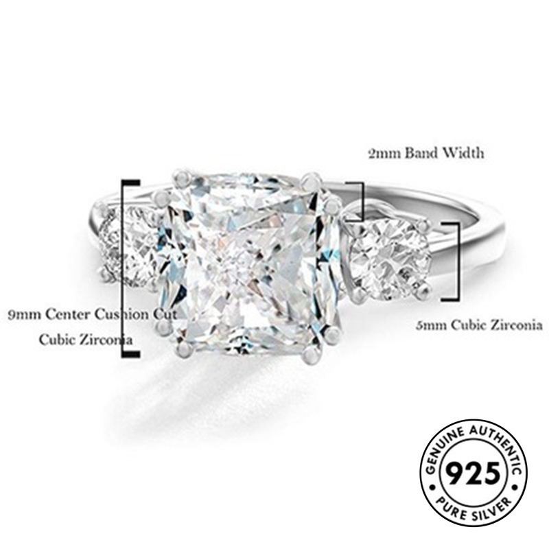 Cincin Berlian Bahan S925 Silver Untuk Wanita