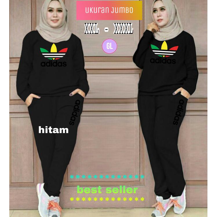 PR00M000 Stelan adidas pelangi JUMBO/baju senam/baju olahraga muslim Murah