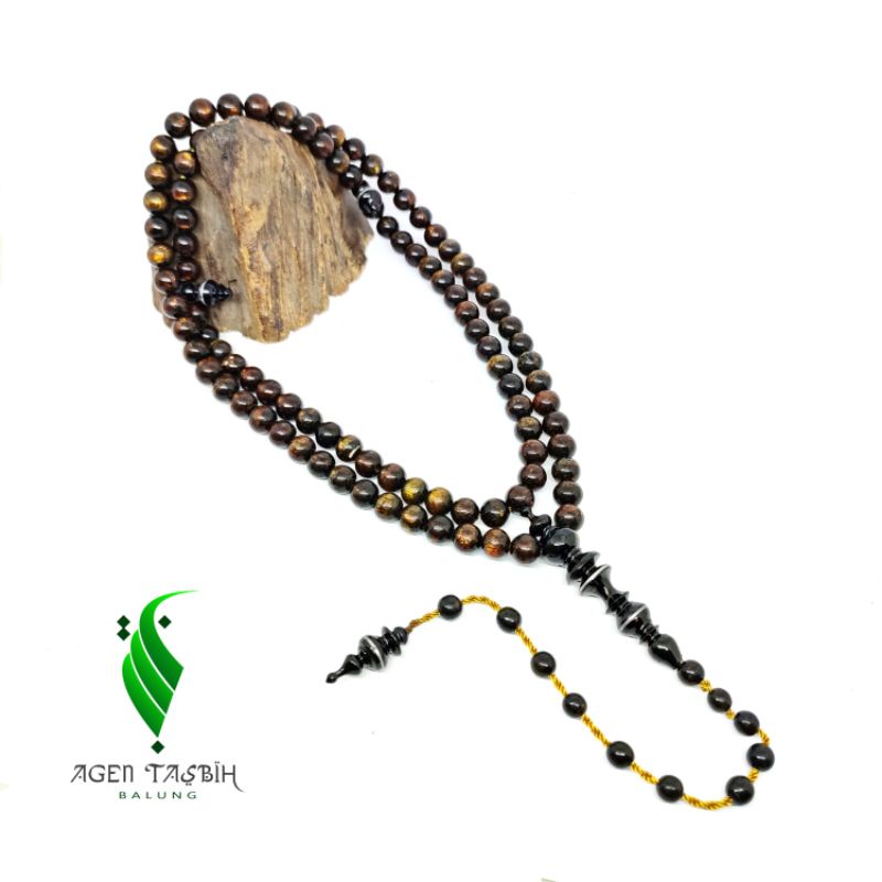 Tasbih Yuser Akar Bahar Serat Emas, Size 8mm/Tasbih Muslim 99 Butir/COD