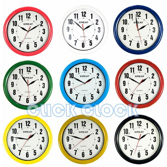 Jam Dinding Custom Dekorasi Rumah Warna Pink Kuning Murah Wall Clock GREAT 777