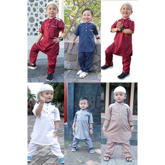 Setelan Baju Koko Anak Bahan Katun  Baju Muslim Anak Laki-Laki Size S M L XL