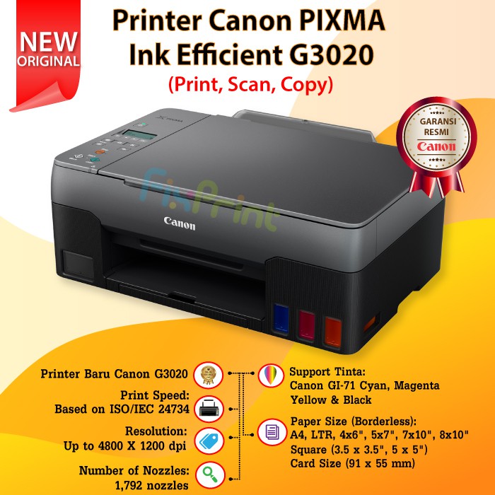 Printer Canon PIXMA Ink Efficient G3020 G 3020 g3020 Print Scan Copy