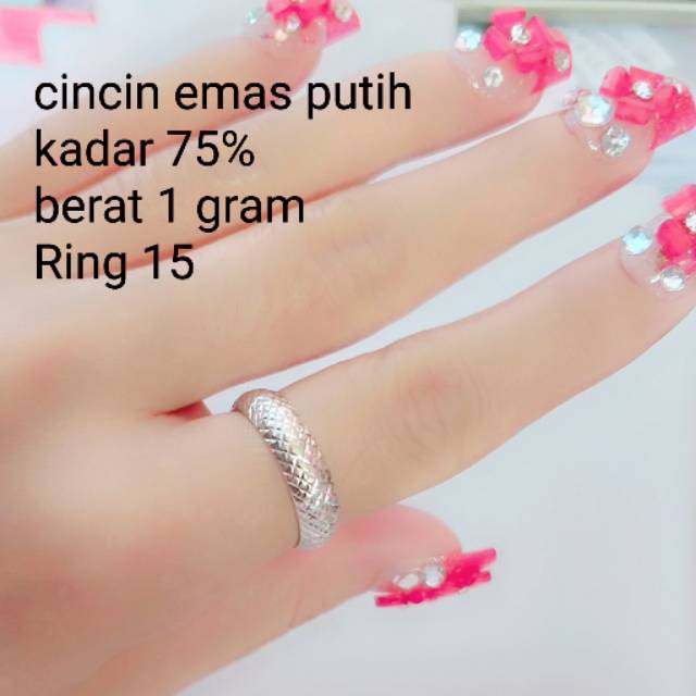 Cincin Emas Putih Kadar 75 Berat 1 Gram Indonesia