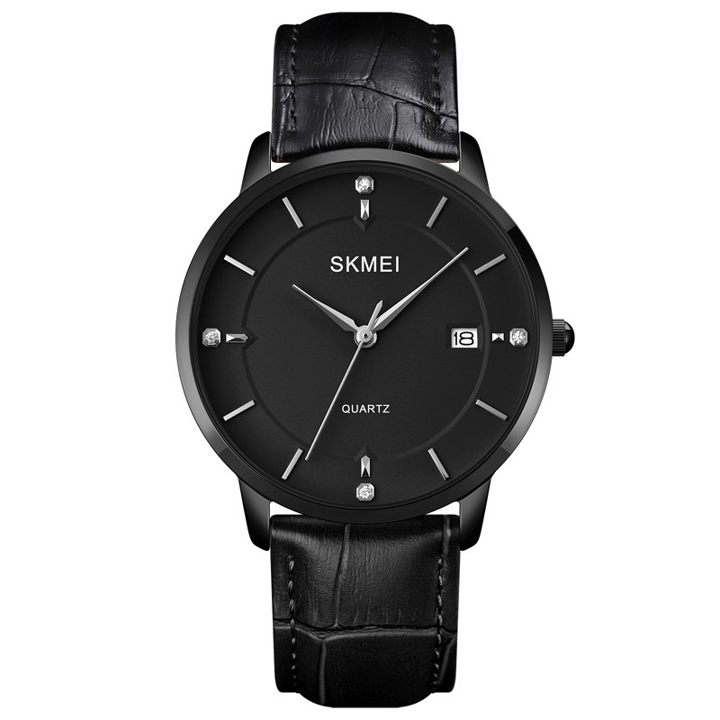 SKMEI 1801 Jam Tangan Pria Wanita Analog Model Classic Tali PU Leather MGOS-Hitam Hitam