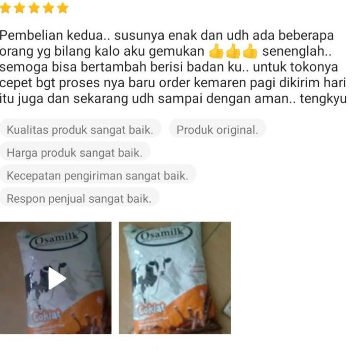 

Kekinian SUSU OSAMILK ORIGINAL 100% Penggemuk Badan, Penambah Nafsu Makan ✔