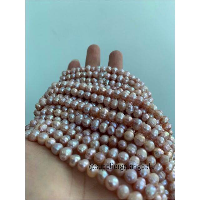 Bahan Mutiara Air Tawar Barok LAVENDER 6 x 8mm Bulat baroque pearl