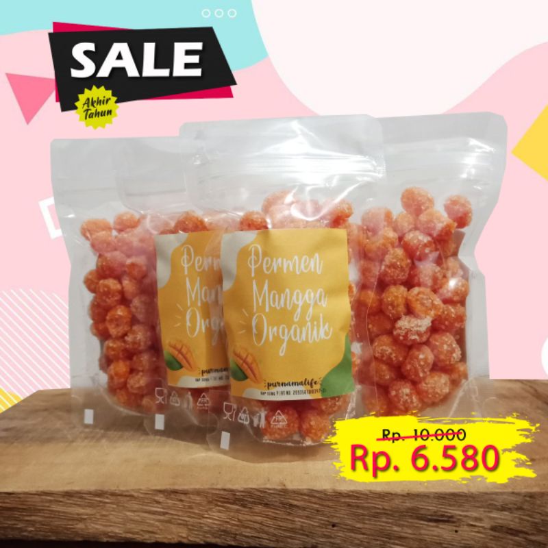 

Permen organik rasa mangga 100gr isi kurang lebih 60 biji/permen gula by PURNAMALIFE