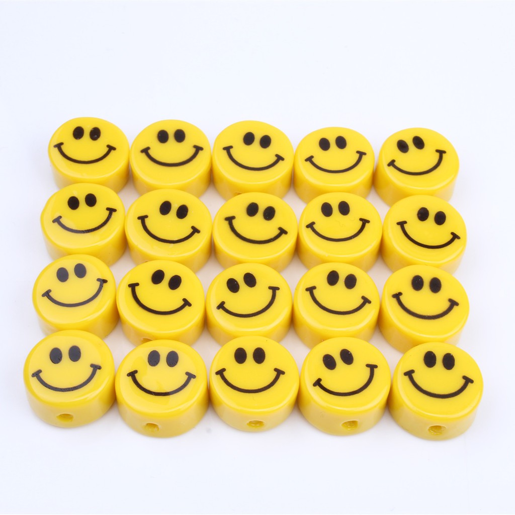 Cartoon Yellow Smiley Ceramic Beads DIY Handmade Beaded Necklace Bracelet Accessories