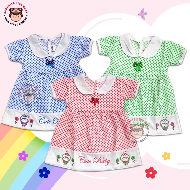 Dress Anak Perempuan Motif Polkadot Warna Cute Baby