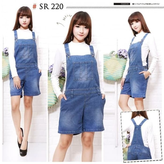 MR BAJU JUMPSUIT OVERALL CELANA KODOK PENDEK JEANS LENTUR SUPER JUMBO 5XL