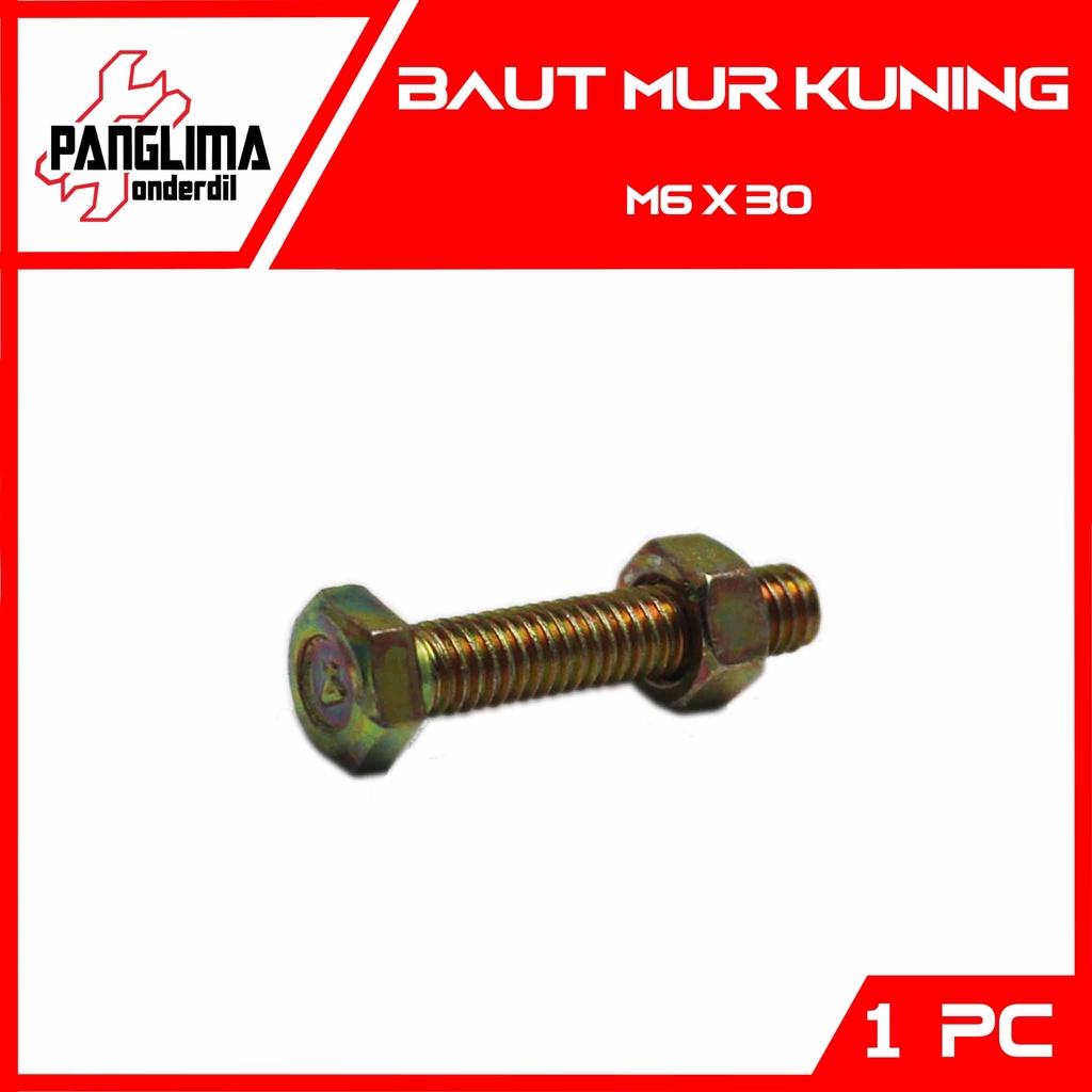 Baut Mur Kuning M6X30-M 6 X 30-M6-6X30 Baud Nut