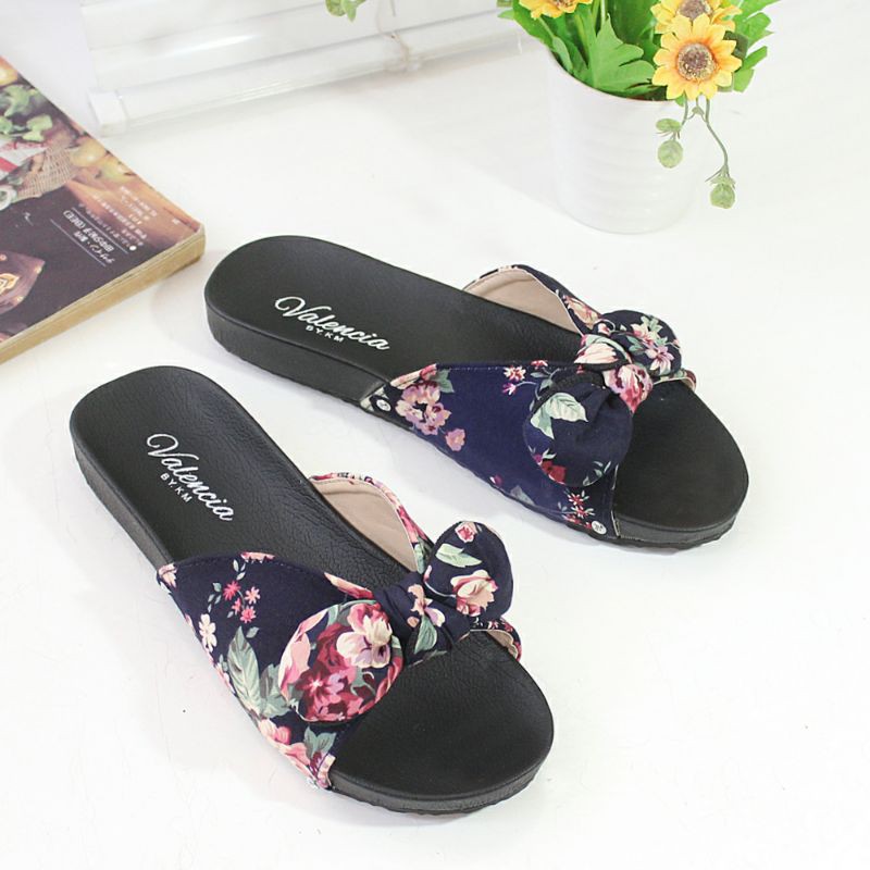 sandal sol puyuh kokop dasi motip bunga batik cantik