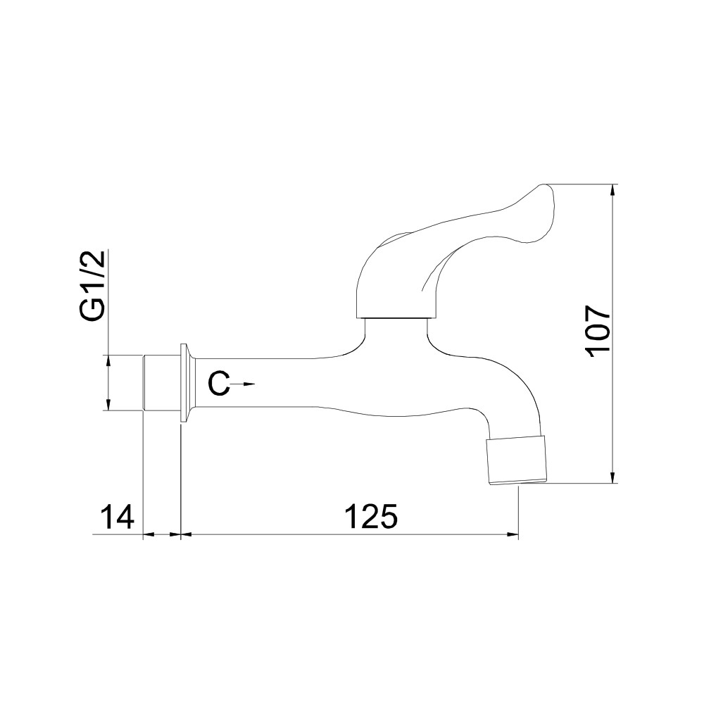 Kran Air Long Wall Tap Merk FRUD Type IR2503 ukuran 1/2 inch