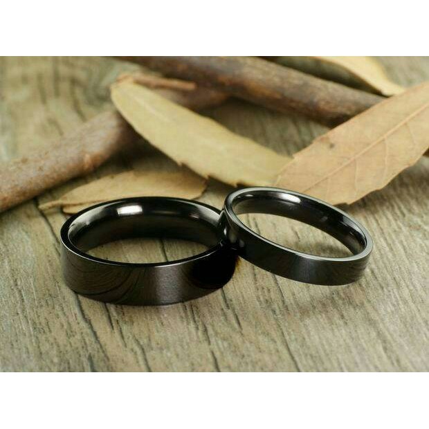 cincin couple black elegan ring / cincin couple tunangan