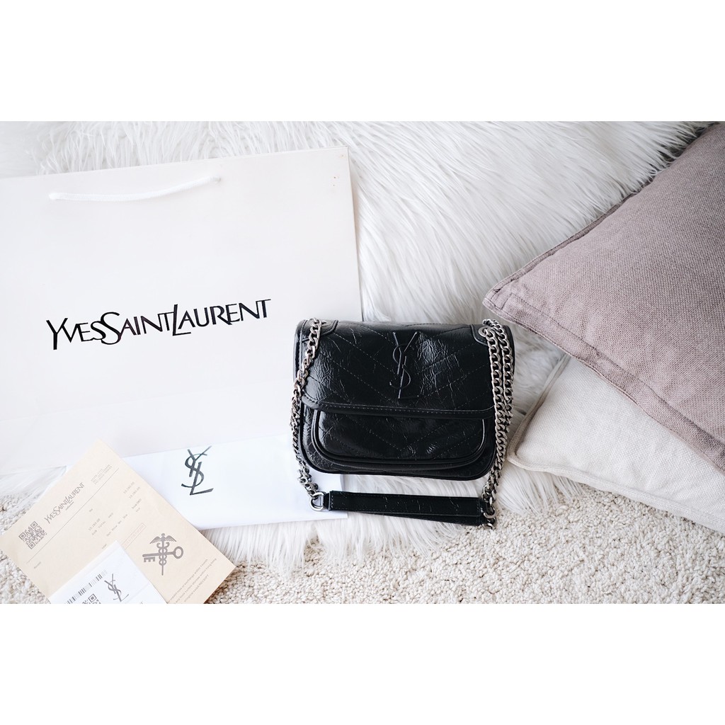 YSL Niki Baby in Crinkled Leather Bag
