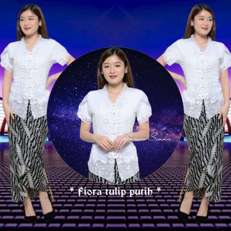 Atasan Kebaya Bordir Senada Brokat Encim Modern