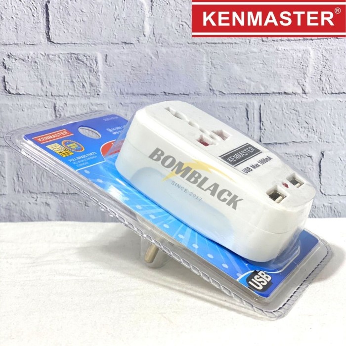 KENMASTER Stop Kontak Steker Colokan Listrik 2 USB Plug Adaptor S0203