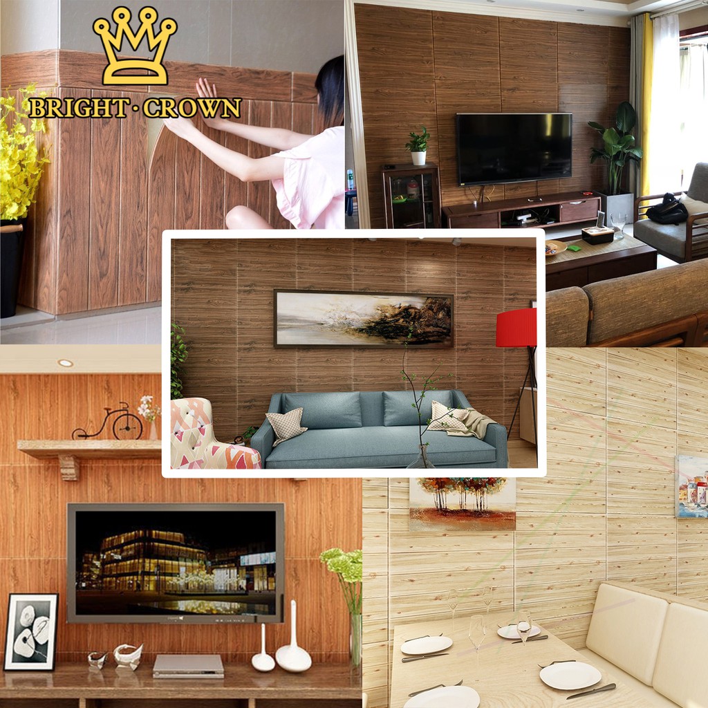  KK WALLPAPER  3D FOAM MODEL KAYU Uk 70 x 70cm x 7mm Pcs 