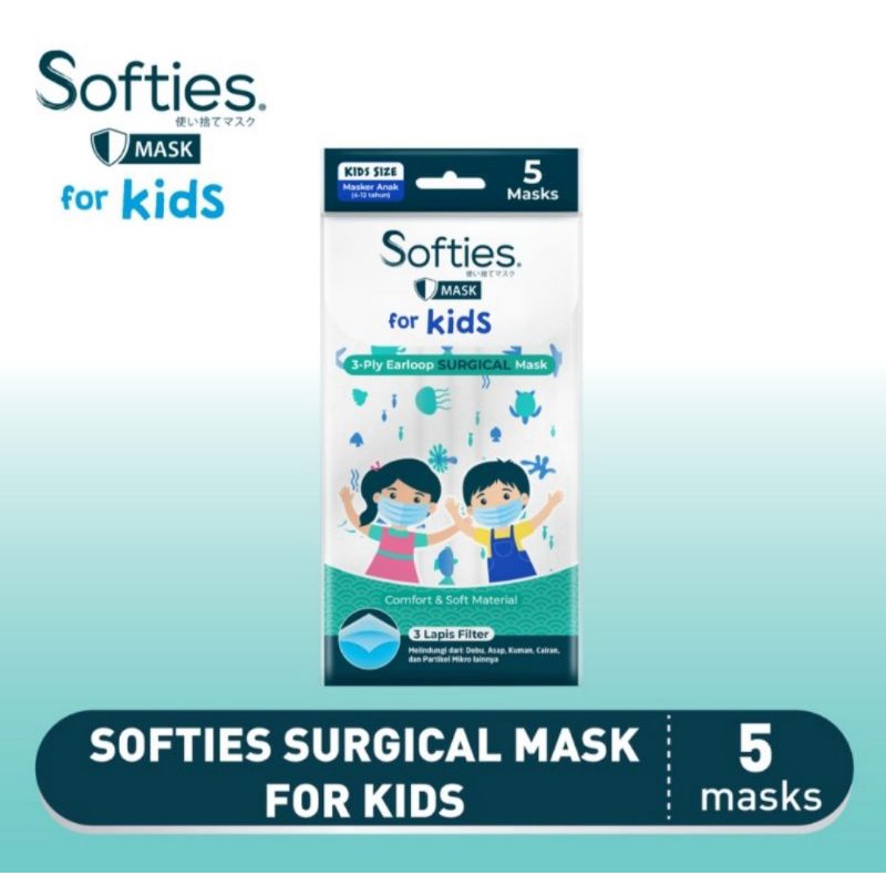 Softies surgical duckshape 5mask 3ply Kids