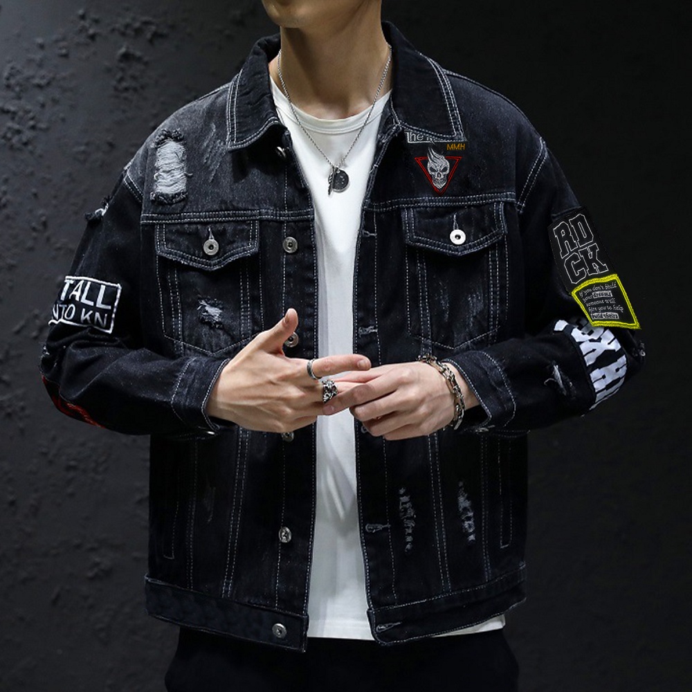 JAKET JEANS HIP HOP / JAKET SOBEK THE RDCK MMH SUPER PREMIUM-Black wash