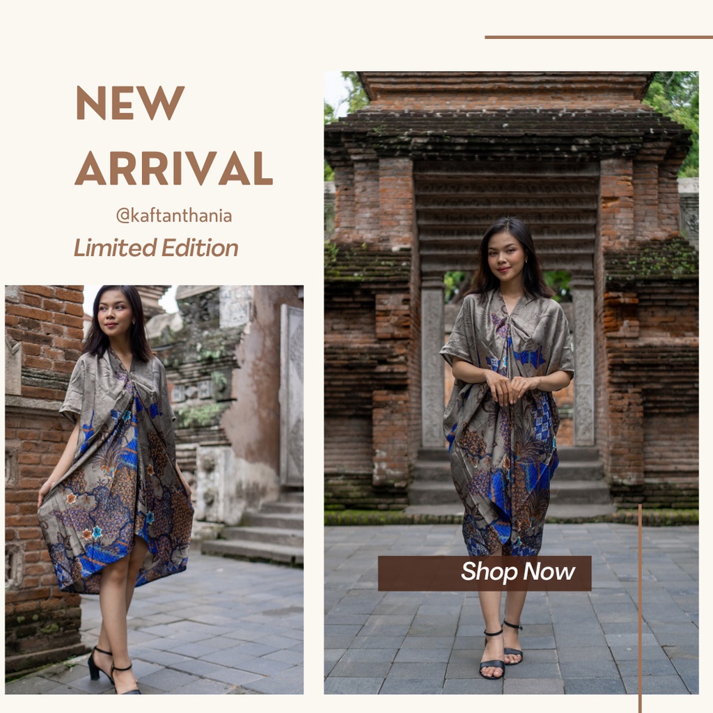 Dress Batik Kaftan Asimetris Baju Wanita Modern Pesta Kondangan Pernikahan Wisuda Fahion Tunangan Dr