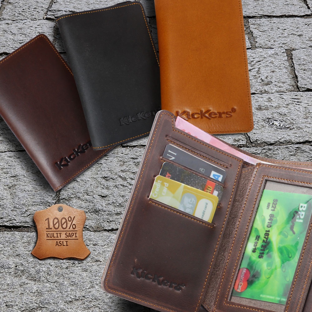 -D003CP- Dompet Kulit Pria 3/4 ASLI FULL KULIT / kulit sapi ORI Kickers  Dompet Pria QI LEATHER