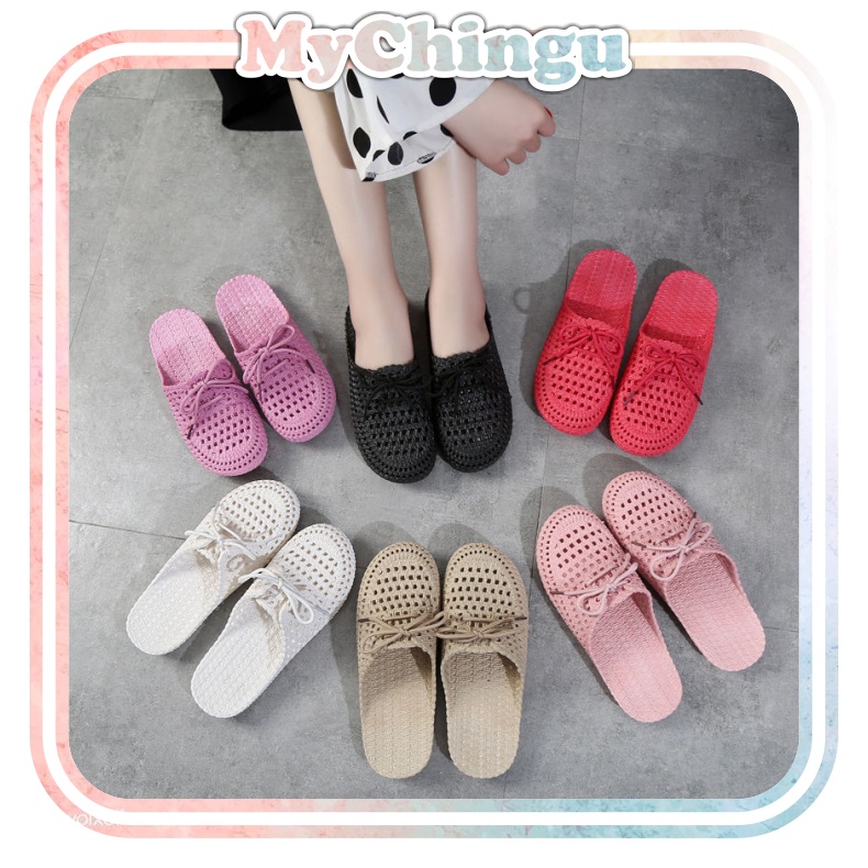 ♕ ❀ Chingu ❀ SA005 Sandal EVA Motif Pita / Sendal Slop Santai Wanita Karet Rubber Empuk Fashion Korea Import