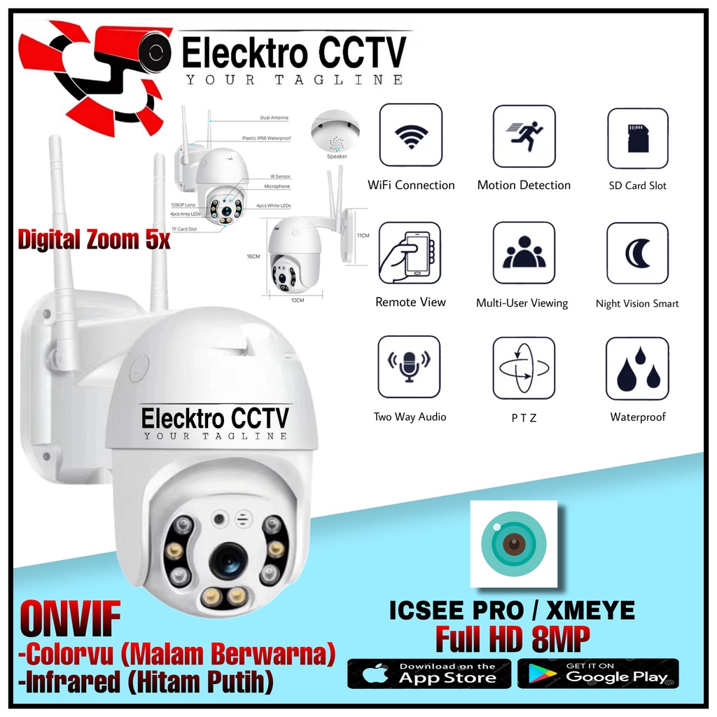 IP Camera CCTV OUTDOOR ICSEE 1080P PTZ Speed Dome Wireless Full HD ColorVu Onvif