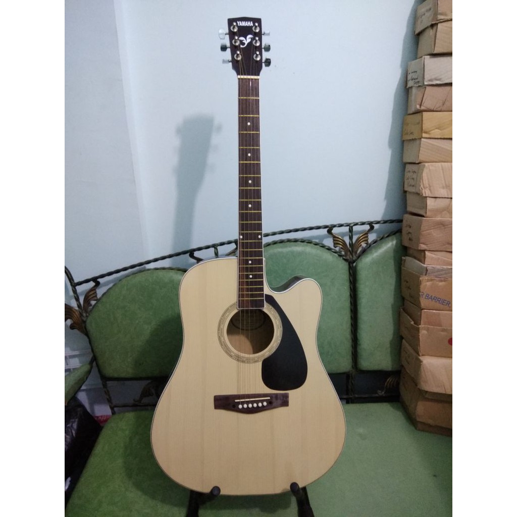 Gitar Akustik Yamaha Warna Natural Pick Guard Sunkay Wood Senar String Trusrod Jumbo Jakarta Murah